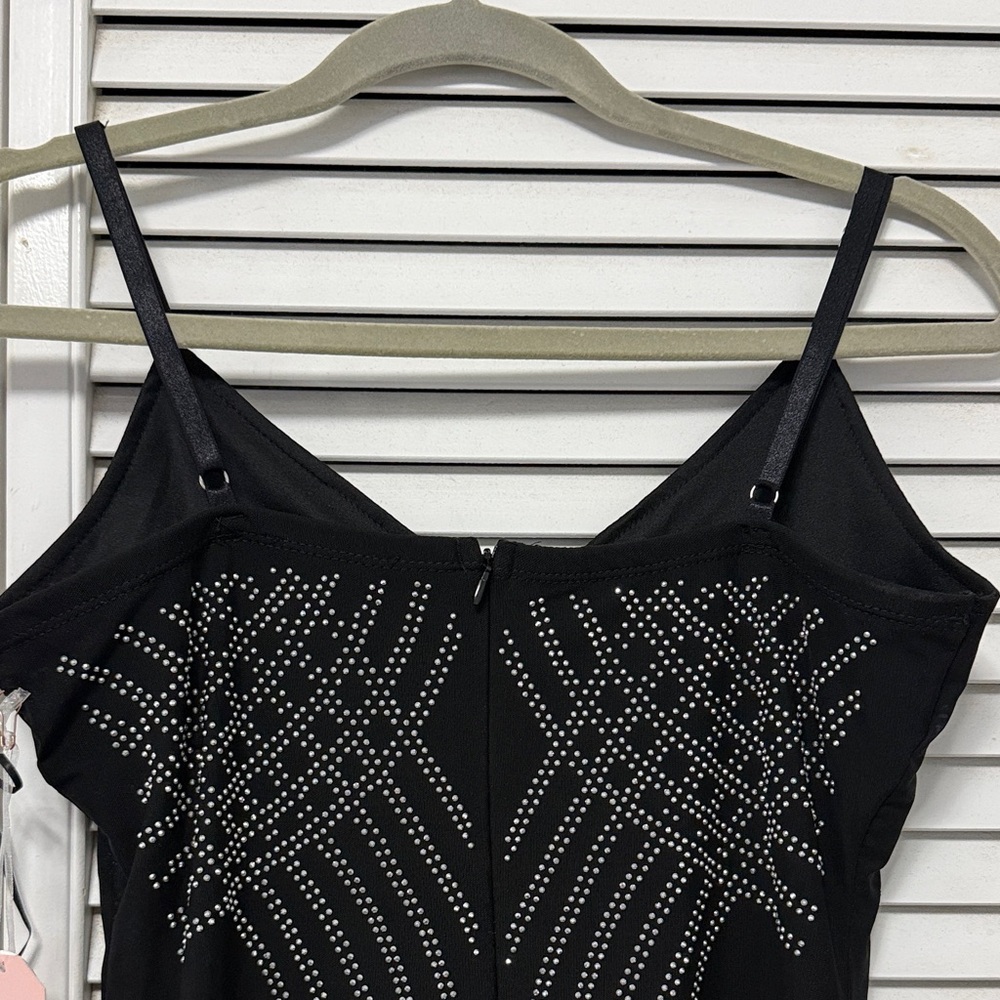 Women’s Black Studded V-Neck Bodycon Dress Sz Medium - Picture 6 of 12
